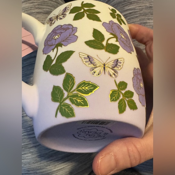Petal & Pearl Soft Touch Coffee Mug - lavender ombré rose & butterflies - Picture 2 of 5